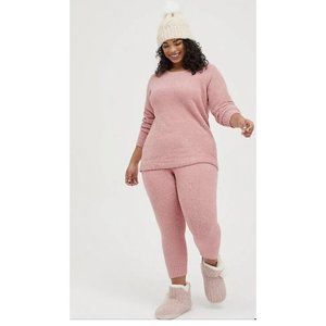 Torrid Sleep Set Womens 2X Teddy Fleece Stretch Soft Long Sleeve Blush Pink